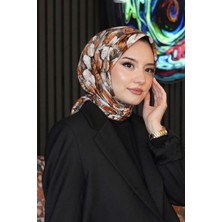 Afvente Soyut Gül Desen Yavruağzı Soft Pamuk Eşarp