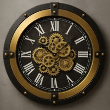 Genel 80 cm Metal Çarklı Dekoratif Duvar Saati – Büyük Boy, Sessiz Mekanizma