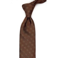 Kravatkolik Kahverengi Motif Desen Mendilli Klasik Kravat KK13545
