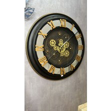 Genel 60 cm Büyük Boy Plastik Kasa  Retro Eskitme Çark Roma Rakamlı Şık Tasarım