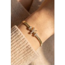 Uretti - Nerman 4053 9234 Y Harfli Taşlı Gold Bileklik