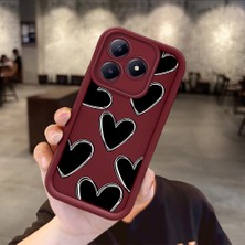 HONTINGA Realme C63 ile Uyumlu Kılıfı Düşüme Önleyici Basitlik Anti Düşme Kamera Korumali Kalp Bordo Desen Yumuşak Silikon Telefon Kılıfı Kadın ve Erkek Için Uygundur K2-7216