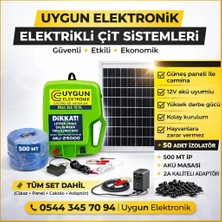 MU-25000 25W Güneş Panelli- Yüksek Güçlü Elektrikli Çit Makinesi -Paket -50 Adet Izalatör -500MT Tel
