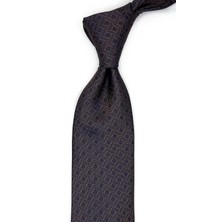 Kravatkolik Kahverengi Motif Desen Mendilli Klasik Kravat KK13471