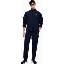 EA7 Erkek Regular Fit Dik Yakalı Kontrast Logo Desenli Düz Paçalı Lacivert Eşofman Takımı 7M001285 AF13190-UB102