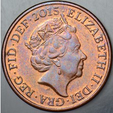 Banknoting Birleşik Krallık 1 Penny 2015 Kraliçe Iı. Elizabeth - Ingiltere 20.3 mm Çilaltı.
