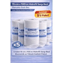 Sylar 15 cm x 100 M Hidrofil Sargı Bezi Pamuklu Gazlı Bez Uzun Metraj Medikal Sarım Bezi 5 Adet