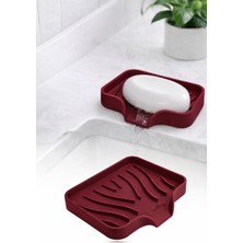 Omilife Bordo Silikon Mutfak, Banyo Su Giderli Vantuzlu Esnek Sabunluk