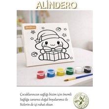 Çocuk Boyama Tuval Seti Cinnamoroll 6 Lı Akrilik Boya + Fırça + Hazır Görsel Tuval (20X20 )
