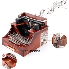 Teknonisa Nostaljik Tasarımlı Çekmeceli Daktilo Müzik Kutusu Sevgiliye  Doğum Günü Hediyesi