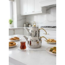 Gökdil Valeriya Indüksiyon Tabanlı Orta Boy Çaydanlık Takımı Gold Kulp