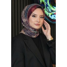 Afvente Dalgalı Desen Yeşil Soft Pamuk Eşarp - Çok Renkli 56