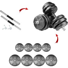 E-Life 17 kg Dambıl Seti Ağırlık Seti Siyah Renk A+ Kalite Kauçuk Materyal ile Dayanıklı