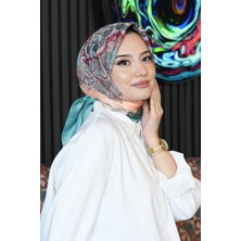 Afvente Paisley Desen Turkuaz Soft Pamuk Eşarp - Çağla Yeşili