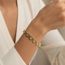Stil Incisi/xupıng Jewelry Ikili Yuvarlak  Zirkon Taşlı Bileklik