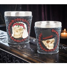 Elifeshop Gotik Kurukafa Gelin Damat Işlemeli Paslanmaz Çelik 2’li Premium Shot Bardağı Seti – 55 ml
