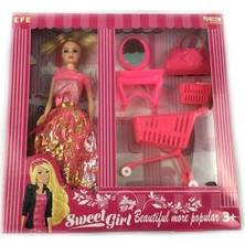 Efe Sweet Girl Gardroplu Oyuncak Bebek Barbie Temalı Pembe Renkli Eğlenceli Oyun Seti