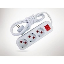 2 Metre Kablolu Anahtarlı 3 Lü Topraklı Grup Priz ( Lisinya )