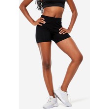 Decathlon Kadın Slim Spor Şortu 500 - Siyah Fitness İçin Ergonomik Tasarım