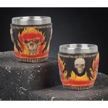 Elifeshop Gotik Alevli Kurukafa Işlemeli Paslanmaz Çelik 2’li Premium Shot Bardağı Seti – 55 ml