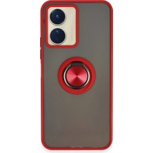 Erdo Ticaret Buğz Vivo Y16 Kılıf Montreal Yüzüklü Silikon Kapak - Kırmızı