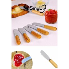 Single 6'lı Ahşap Saplı Kahvaltılık Tereyağı Reçel Bıçağı Kahvaltılık Bıçak Seti