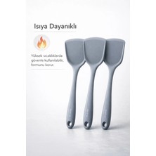 Single ( 3 Adet ) Spatula Sert Uçlu Isıya Dayanıklı Yanmaz Yapışmaz