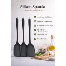 Single ( 3 Adet ) Spatula Sert Uçlu Isıya Dayanıklı Yanmaz Yapışmaz