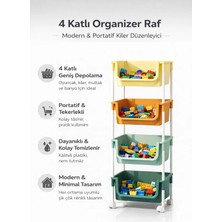 Single 4 Katlı Tekerlekli Organizer Oyuncak Dolabı Banyo Rafı Mutfak Rafı Kiler Düzenleyici Sepet