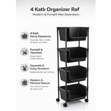 Single 4 Katlı Tekerlekli Organizer Oyuncak Dolabı Banyo Rafı Mutfak Rafı Kiler Düzenleyici Sepet