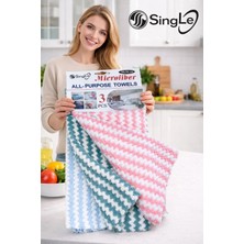 Single ( 3 Adet ) Mikrofiber Yumuşak Dokulu Temizlik Bezi 30*30 cm Mutfak Bezi Leke Tutmaz Koku Yapmaz