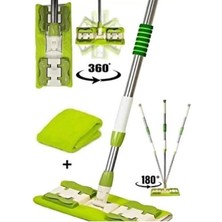 Single ( 1 Adet Yedek Bez Hediyeli ) Yer Fayans Duvar Yüzey Temizlik Mikrofiber Mandallı Mop - Paspas