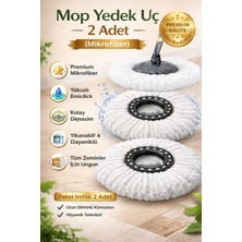 Single (2ADET) Mop Yedeği 2^li Set Mikrofiber Döner Paspas Yedek (Bütün Mop Uçlarına Uygun)