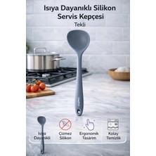 Single Sert Uçlu Isıya Dayanıklı Yanmaz Yapışmaz Silikon 28 cm Kepçe