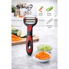 Single 3 Ü 1 Arada Çok Fonksiyonlu Paslanmaz Çelik Bıçaklı Soyacak - Sebze Meyve ve Rende Doğrayıcı