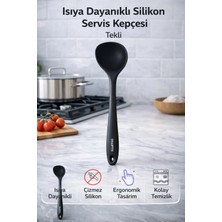 Single Sert Uçlu Isıya Dayanıklı Yanmaz Yapışmaz Silikon 28 cm Kepçe