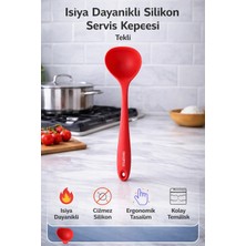 Single Sert Uçlu Isıya Dayanıklı Yanmaz Yapışmaz Silikon 28 cm Kepçe