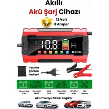 MiraLive 12V 8A Akıllı Akü Şarj Cihazı 12V 8A LCD Ekranlı Pulse Repair Otomatik Akü Şarj & Desülfatör