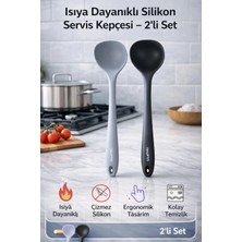 Single ( 2 Adet )Sert Uçlu Isıya Dayanıklı Yanmaz Yapışmaz Silikon 28 cm Kepçe