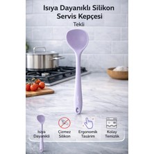 Single Sert Uçlu Isıya Dayanıklı Yanmaz Yapışmaz Silikon 28 cm Kepçe
