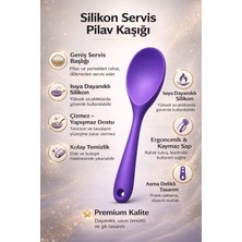 Single ( 1 Adet ) Ultra Sert Uçlu Silikon Servis Pilav Kaşığı Yüksek Isıya Dayanıklı Yanmaz Yapışmaz