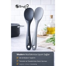 Single ( 2 Adet ) Ultra Sert Uçlu Silikon Servis Pilav Kaşığı Yüksek Isıya Dayanıklı Yanmaz Yapışmaz