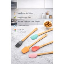 Single 5 Li Renkli Bambu Saplı Silikon Küçük Boy Spatula Seti