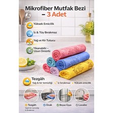 Single Mikrofiber Çiçek Desenli Mutfak Temizlik Bezi 30*30 Leke Tutmaz Koku Yapmaz 3 Adet Yüksek Emicilik