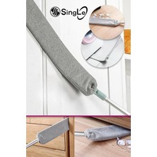 Single ( 1 Yedekli ) Pratik Mikrofiber Başlıklı Girintili Yüzey Dip Köşe Raf Temizleme Toz Alma Fırçası
