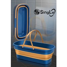 Single Tekerlekli Katlanabilir Çok Amaçlı Temizlik Kovası 12 Litre Siyah Renkli Taşınabilir