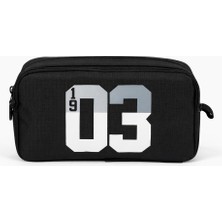 Beşiktaş Lisanslı Çift Bölmeli Kalemlik - 1903 Baskılı Su Itici Kumaşlı Siyah Kalem Kutusu