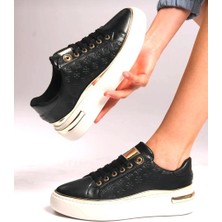 Bags Shoes Kuum London K732559 Kadın Monogram Desenli Yüksek Taban Sneaker Ayakkabı