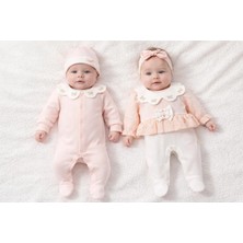 Ozz Baby Yeni Doğan Kız Bebek  0/3-3/6 Ay Brodeli 2li Tulum Seti ve Müslin Battaniye Takımı (Hediyelik )
