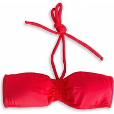 Zi Kırmızı Straplez Dar Kalıp Bikini Üstü